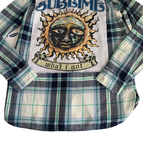 Via Penny Lane Reworked Apparel | Sublime Custom Button Down Flannel Shirt Small - Picture 10 of 11